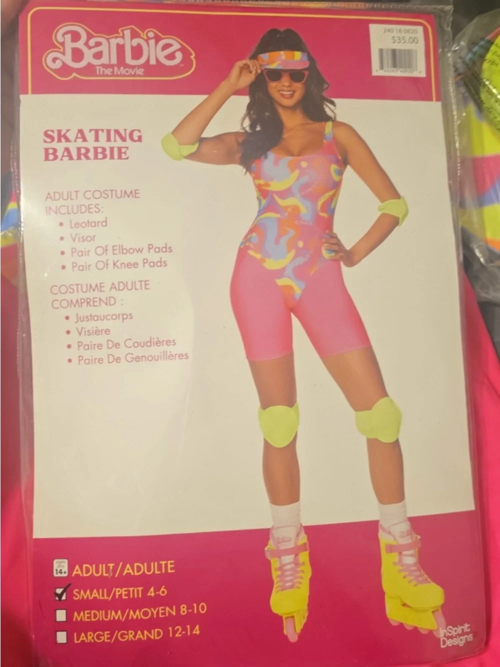 Barbie Skating Neon Pink Multicolor Retro 80s Aerobics Costume - Picture 2 of 3